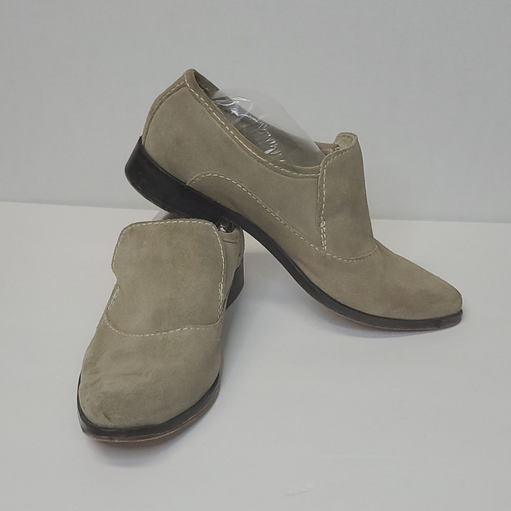 Free People Brady Shoes 37.5 Taupe Tan Suede Leather Loafer Slip On